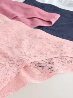 Blanc/Rose/Praline Nude - Lot de 7 culottes en dentelle collée Comfort