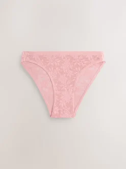 Blanc/Rose/Praline Nude - Lot de 7 culottes en dentelle collée Comfort