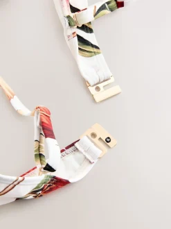 Blanc/Rouge Fleuri - Haut de bikini bandeau filaire