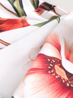 Blanc/Rouge Fleuri - Maillot de bain Wrap Tummy Control