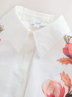 Blanc/Vert - Chemise de plage