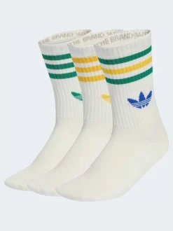 Blanc/Vert - Col rond - adidas Originals 3-Rayures Chaussettes Col rond 3 paires