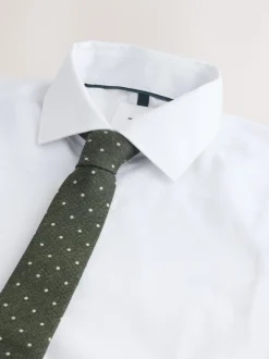 Blanc/vert à pois - Ensemble chemise et cravate pour l’occasion