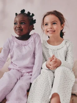 Blanc/Violet Fleuri - Lot de 2 pyjamas Amples (9mois à8ans)