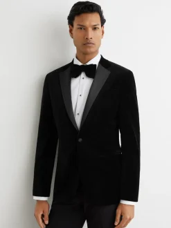 Blazer Reiss Ace en velours à simple boutonnage coupe classique