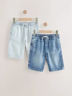 Bleach/Mid Bleu - Bermuda Pull On Denim Shorts 2 Pack (3-16yrs)