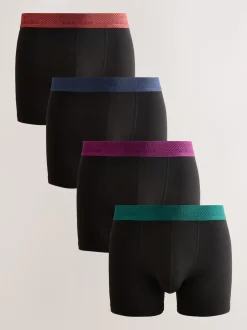 Blend modal noir métallisé à ceinture rouge/vert - Boxer souple Signature Comfort