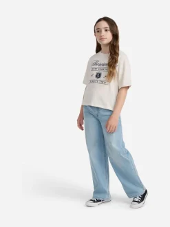 Bleu - Abercrombie & Fitch Jean large taille haute