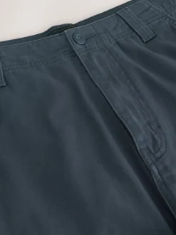 Bleu - Ajustement droit - Pantalon cargo stretch en coton