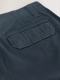 Bleu - Ajustement droit - Pantalon cargo stretch en coton