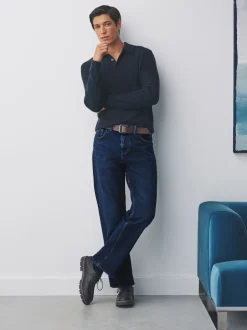 Bleu - Ajustement droit - Signature Ceinture Jeans