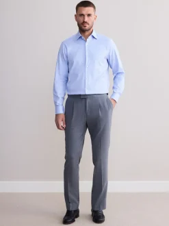 Bleu - Ajustement régulier - Signature 100% coton avec chemise élégante texturée