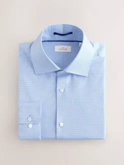 Bleu - Ajustement régulier - Signature 100% coton avec chemise élégante texturée