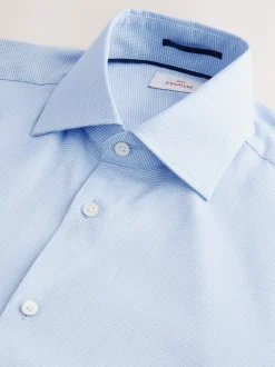 Bleu - Ajustement régulier - Signature 100% coton avec chemise élégante texturée