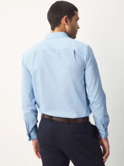 Bleu - Ajustement régulier - Chemises de nuit texturées à double poignet et d'entretien facile