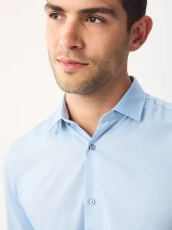 Bleu - Ajustement régulier - Chemises de nuit texturées à double poignet et d'entretien facile