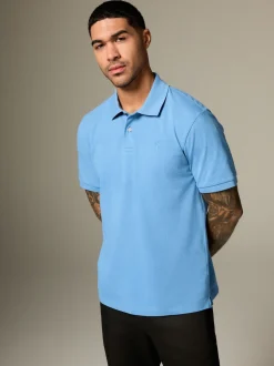 Bleu - Ajustement régulier - Polo Manches courtes Pique