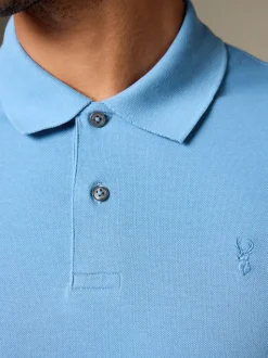 Bleu - Ajustement régulier - Polo Manches courtes Pique