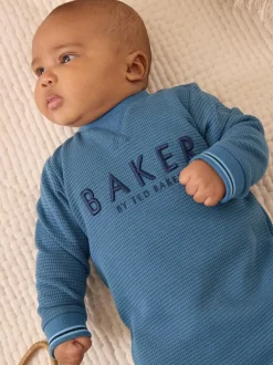 Bleu - Barboteuse Baker by Ted Baker texturée à manches longues