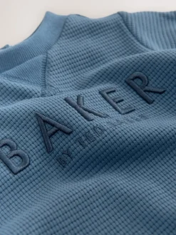 Bleu - Barboteuse Baker by Ted Baker texturée à manches longues