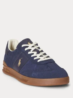 Bleu - Baskets Polo Ralph Lauren Hertitage Aera en daim mélangé