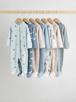 Bleu - Bébé Popper Sleepsuits Pack de 7 (0mois -2ans)