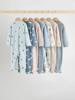 Bleu - Bébé Popper Sleepsuits Pack de 7 (0mois -2ans)