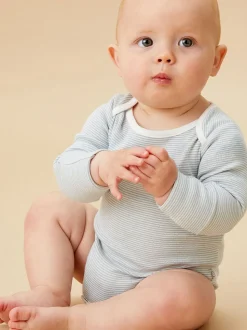 Bleu - Body MORI à encolure enveloppe à manches longues