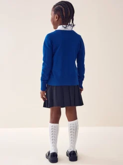 Bleu - Cardigan à col en V Cotton Rich School (3-16ans)