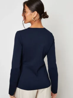 Bleu - Cardigan Threadbare boutonné en maille cintrée