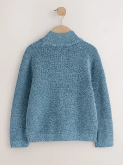 Bleu - Cardigans Texture zippé en maille (3-16ans)