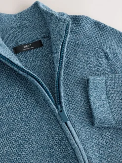 Bleu - Cardigans Texture zippé en maille (3-16ans)