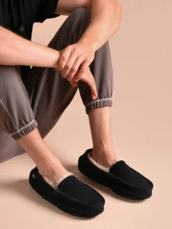 Bleu - Chaussons Just Sheepskin Harry homme en peau de mouton