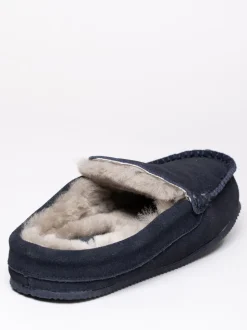 Bleu - Chaussons style mocassins en peau de mouton Lakeland Leather