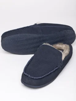 Bleu - Chaussons style mocassins en peau de mouton Lakeland Leather