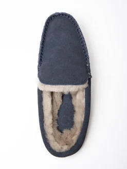 Bleu - Chaussons style mocassins en peau de mouton Lakeland Leather