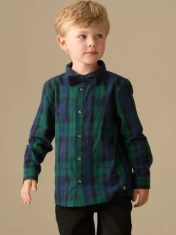 Bleu - Chemise Angel & Rocket Camden brossée avec Nœud papillon