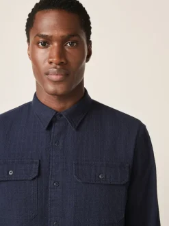 Bleu - Chemise Coupe classique texturée à manches longues gaufrée