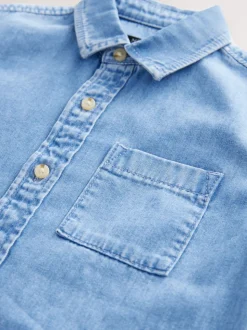 Bleu - Chemise en jean à manches longues (3-16 ans)