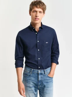 Bleu - Chemise Gant en popeline coupe régulière