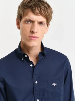 Bleu - Chemise Gant en popeline coupe régulière