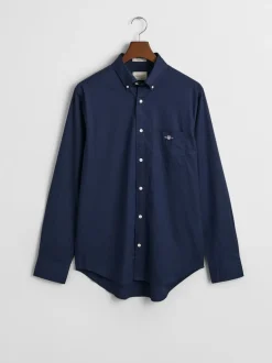 Bleu - Chemise Gant en popeline coupe régulière