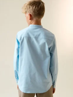Bleu - Chemise Oxford à manches longues et Col mao (3-16ans)