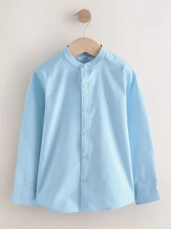 Bleu - Chemise Oxford à manches longues et Col mao (3-16ans)