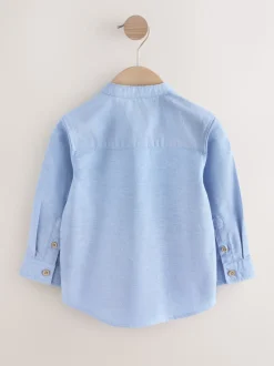 Bleu - Chemise Oxford à Manches longues et Col mao (3mois-7ans)