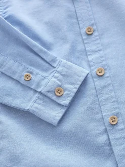 Bleu - Chemise Oxford à Manches longues et Col mao (3mois-7ans)
