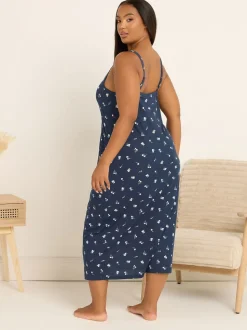 Bleu - Chemise Yours Curve Soft Touch Midaxi