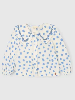 Bleu - Chemisier Angel & Rocket Leonie à pois double col