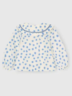 Bleu - Chemisier Angel & Rocket Leonie à pois double col