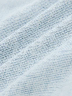 Bleu - Col Classique - Chemise à manches courtes en lin et coton mélangés